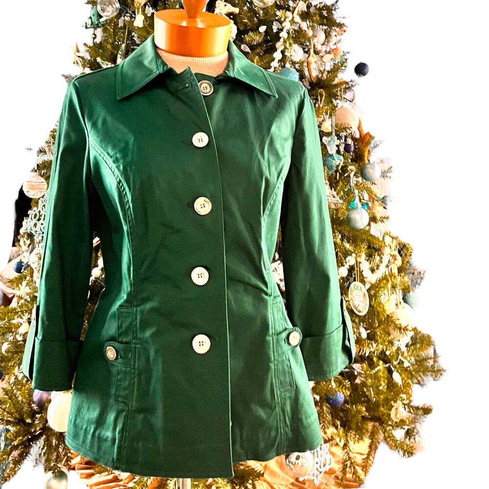 Vintage Size XS/S Womens Blazer Peplum Jacket Charter Club Holidays Green - Picture 2 of 12